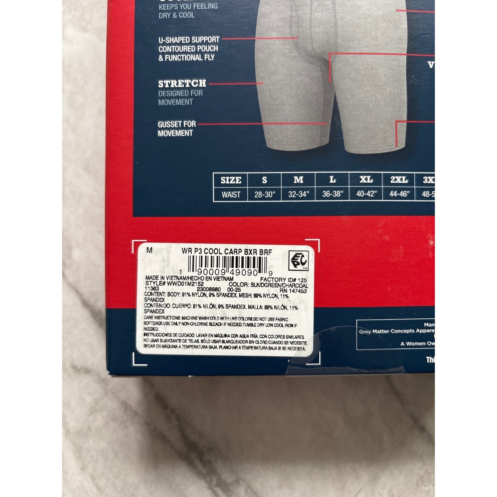 Wrangler Boxer Briefs Men M Multi New 3-Pack Cooling Nylon Stretch 9″ Inseam
