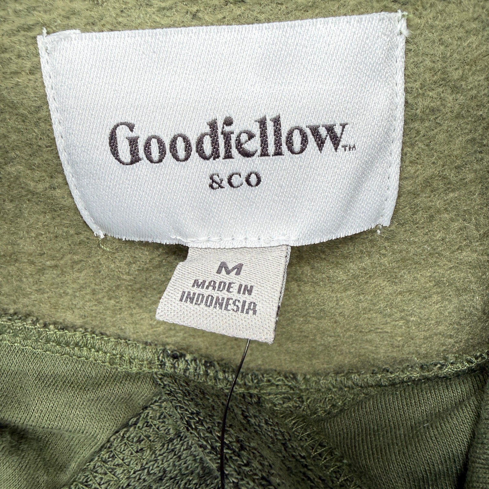 Goodfellow & Co Mens Olive Green Textured Pullover Hoodie Pocket Casual Size M