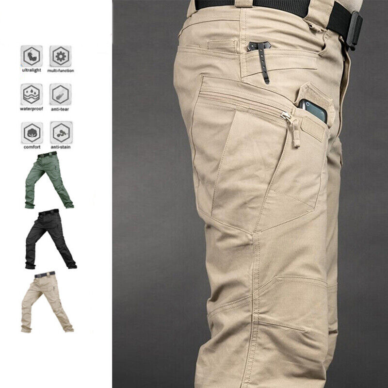 Men’s Work Cargo Pants Tactical Combat Pants Outdoor Hiking Waterproof Trousers