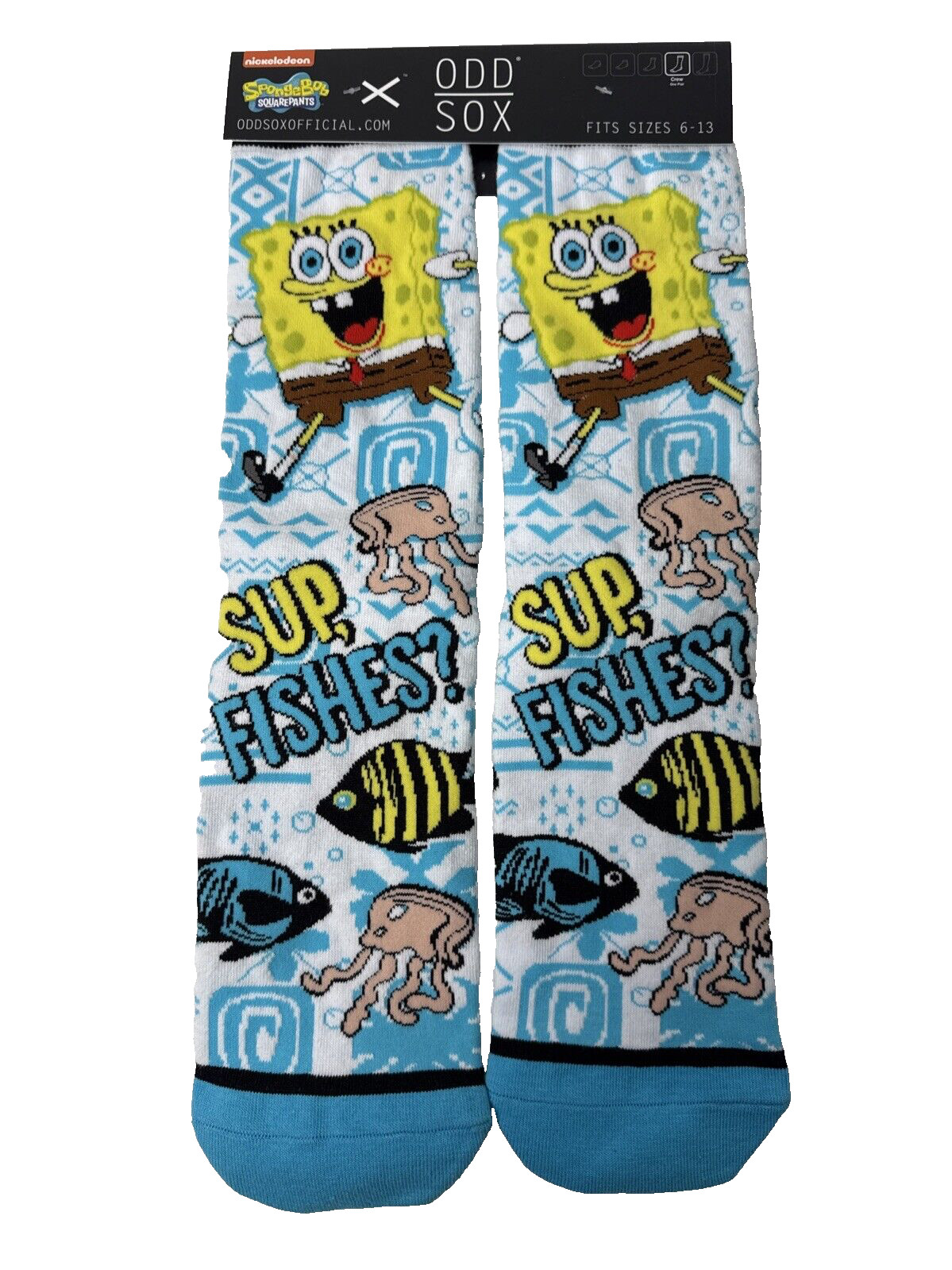 Odd Sox SpongeBob Nickelodeon Sup Fishes Novelty Crew Socks Unisex 6-13