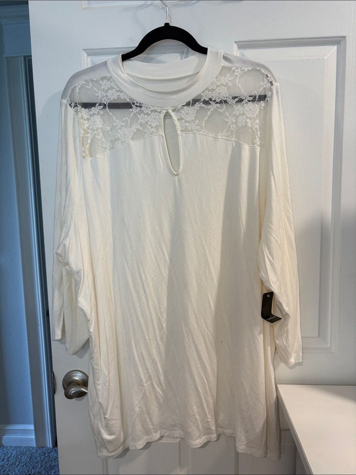 torrid Ivory Lace Yoke Knit Top