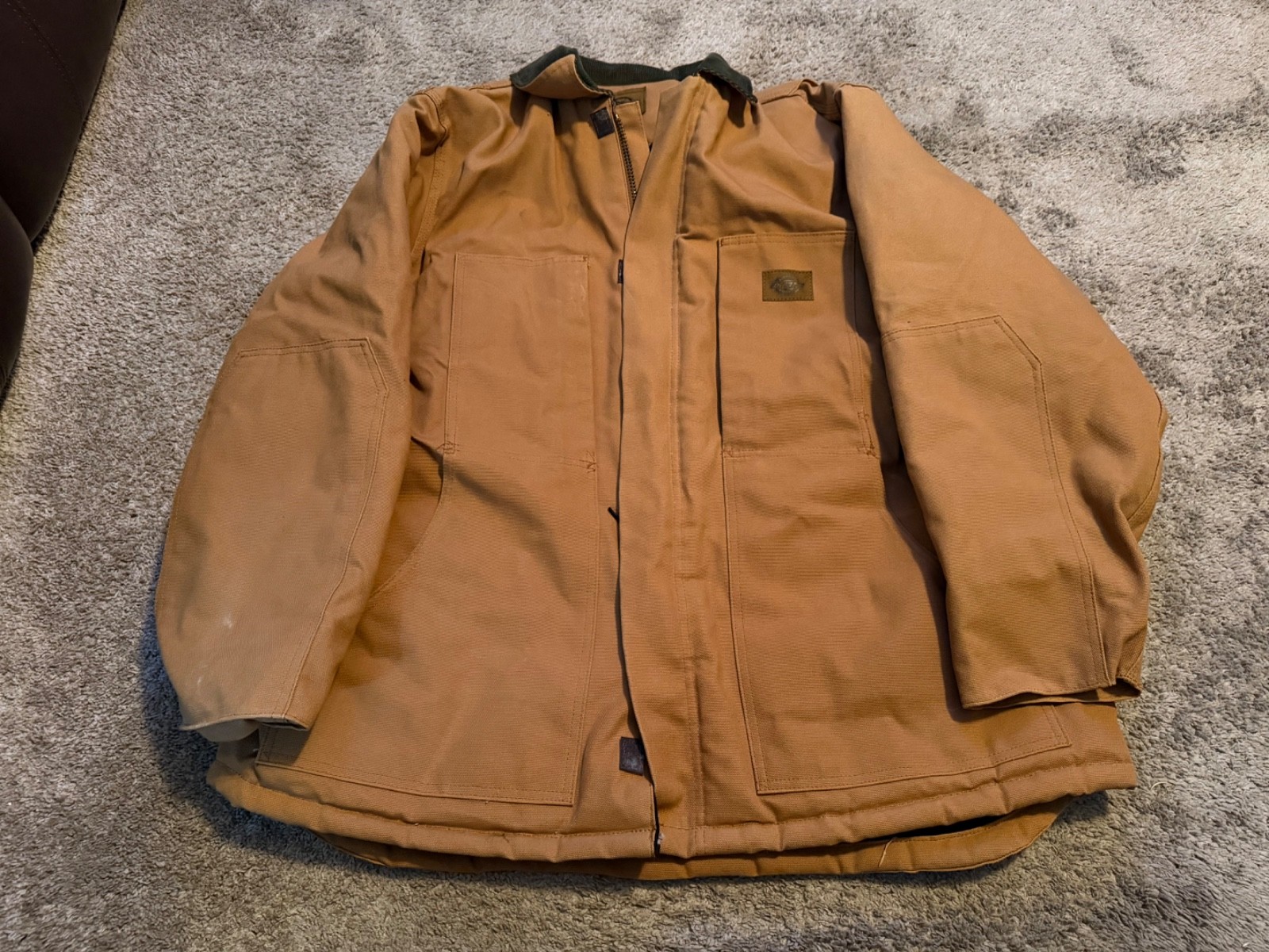 DICKIES HEAVY DUTY WORK JACKET TAN KHAKI FULL ZIP. SIZE XL