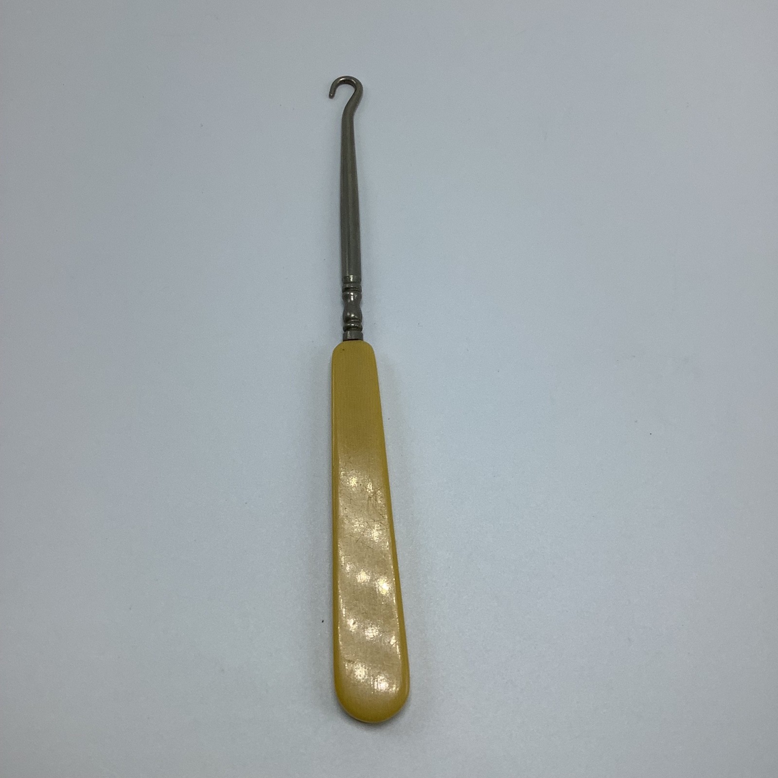 Vintage Button Hook w/ Yellow Celluloid Handle