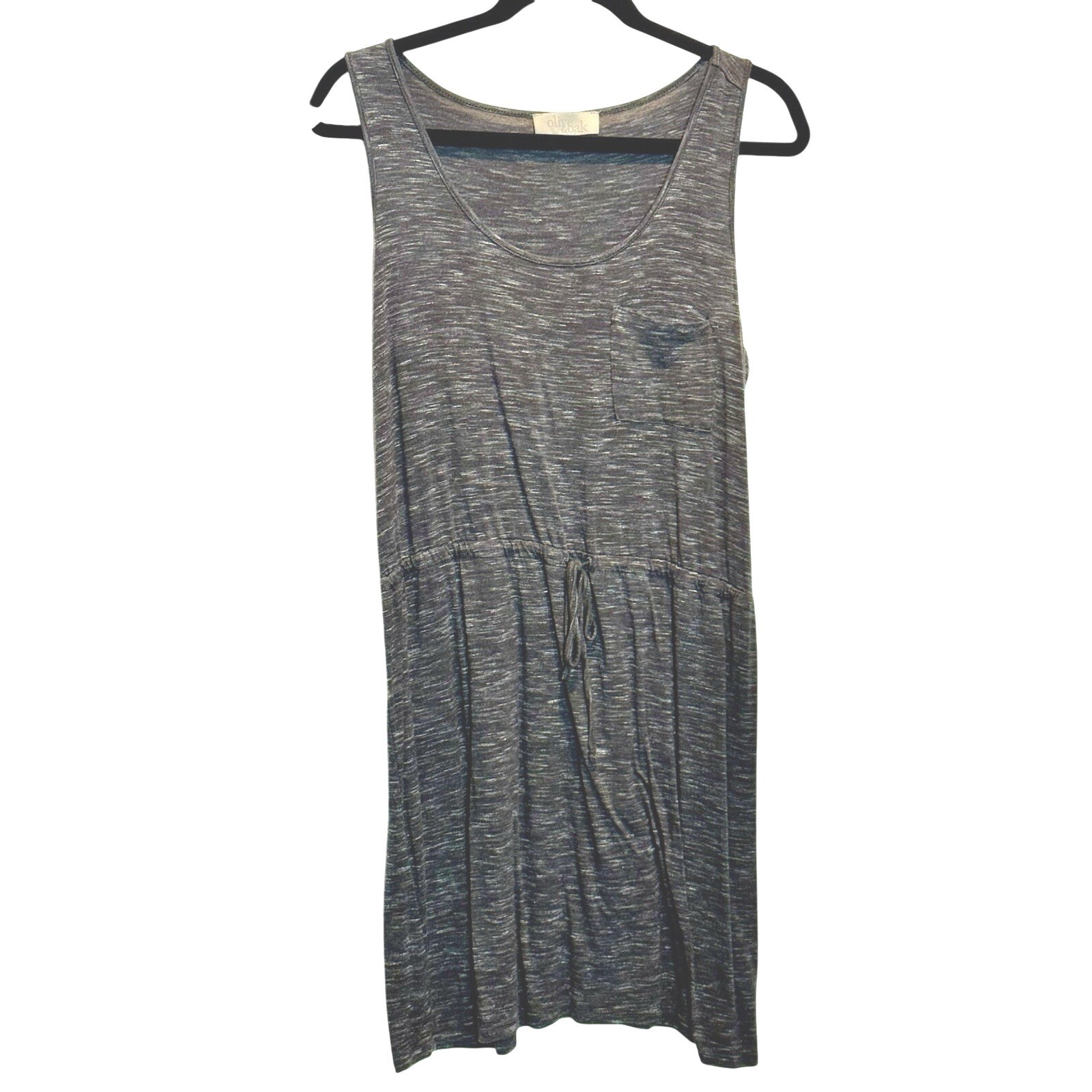olive & oak Grey Heathered Knit Drawstring Waist Pocket Dress Medium