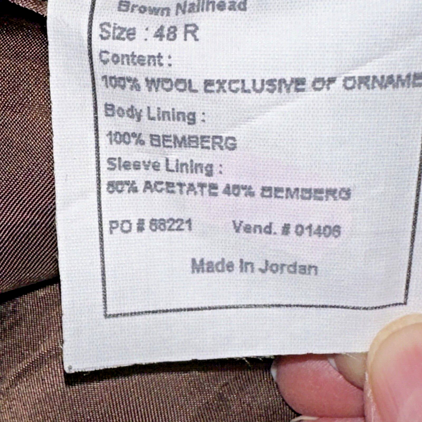 Jos A Bank 48R Brown Nailhead Wool Blazer Classic Preppy Workwear Sport Coat