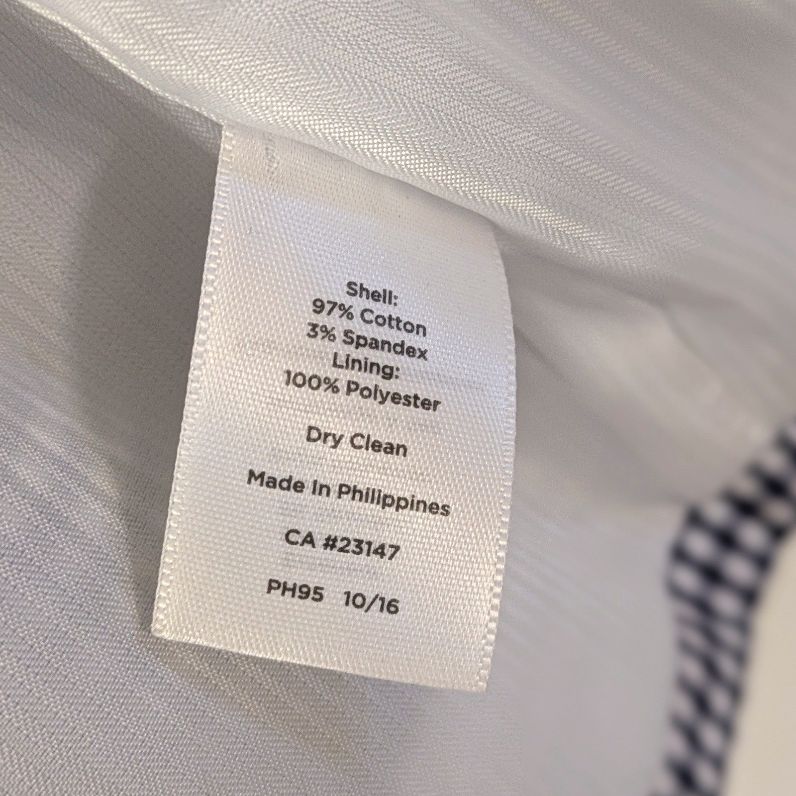 Talbots Petites Navy Blue White Gingham 3-Button Blazer Jacket 14P Cotton Blend