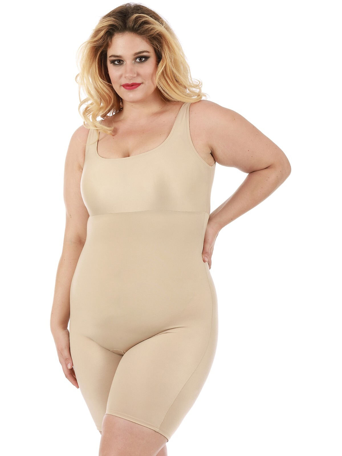 NEW! InstantFigure Sz 2X Firm Control Shaping Mid-Thigh Tank Bodysuit WB40061