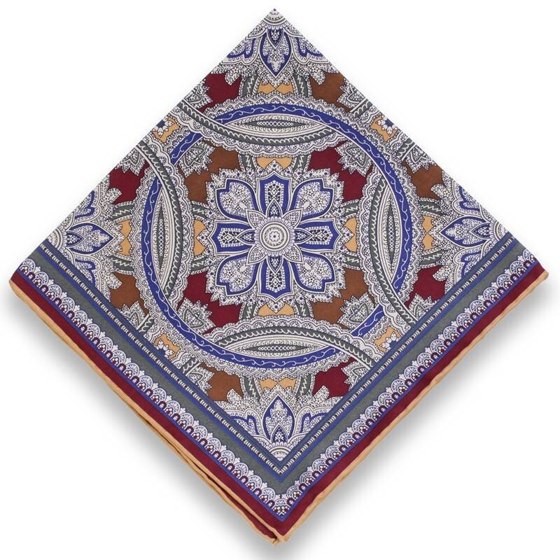 100% Silk Ring Floral Pattern Men’s Suit Pocket Square Handkerchief 45cm 17.7″