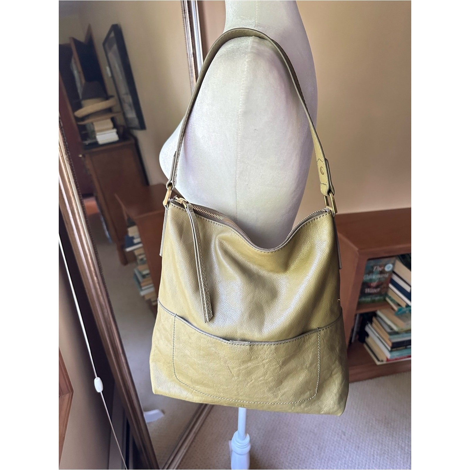 Fossil Amelia Hobo Bag Olive Green Leather Shoulder Tote SHB1819