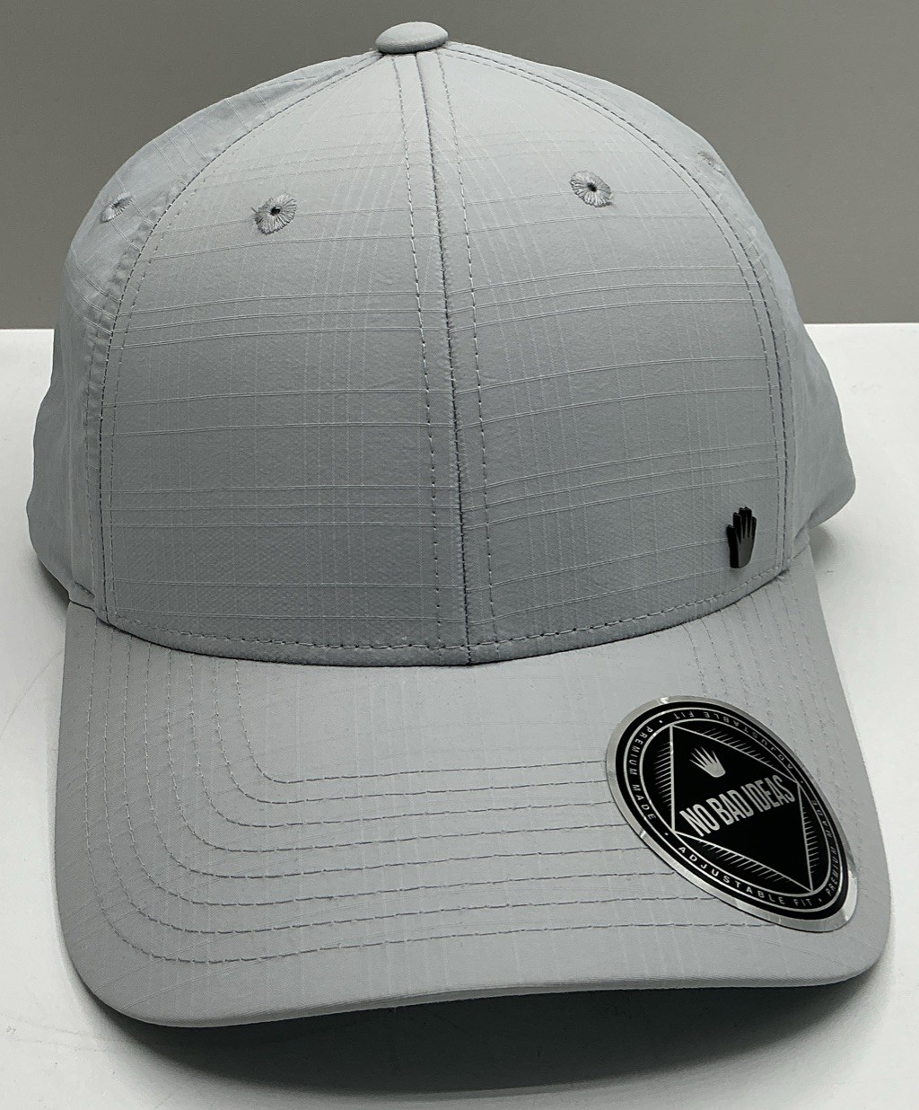 No Bad Ideas NBI Nylon Check 6 Panel Adjustable Gray Cap Hat L07084