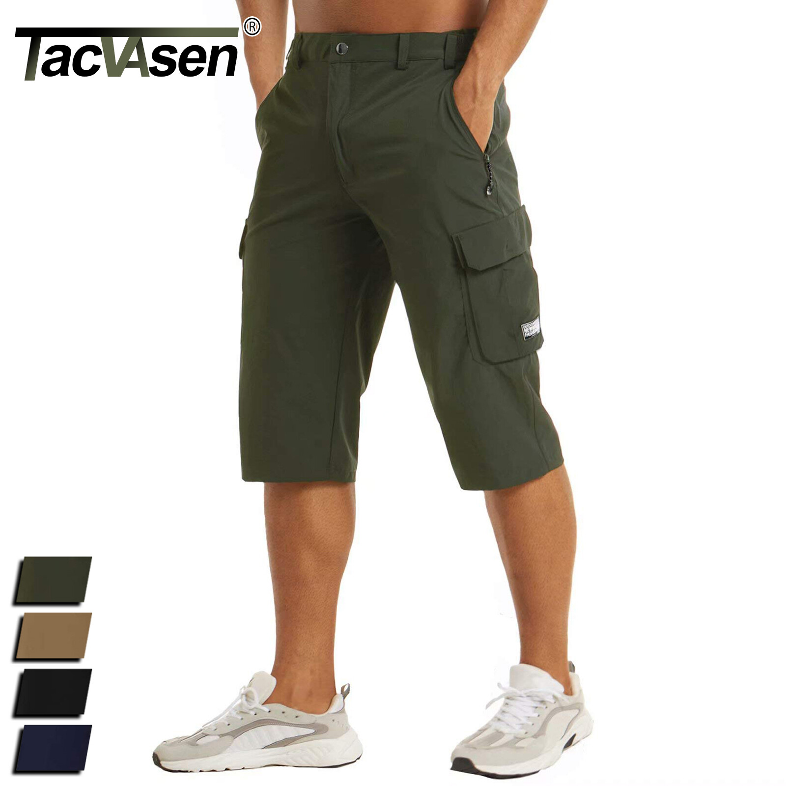 Men’s 3/4 Length Capri Pants Quick Dry Outdoor Hiking Work Below Knee Shorts US