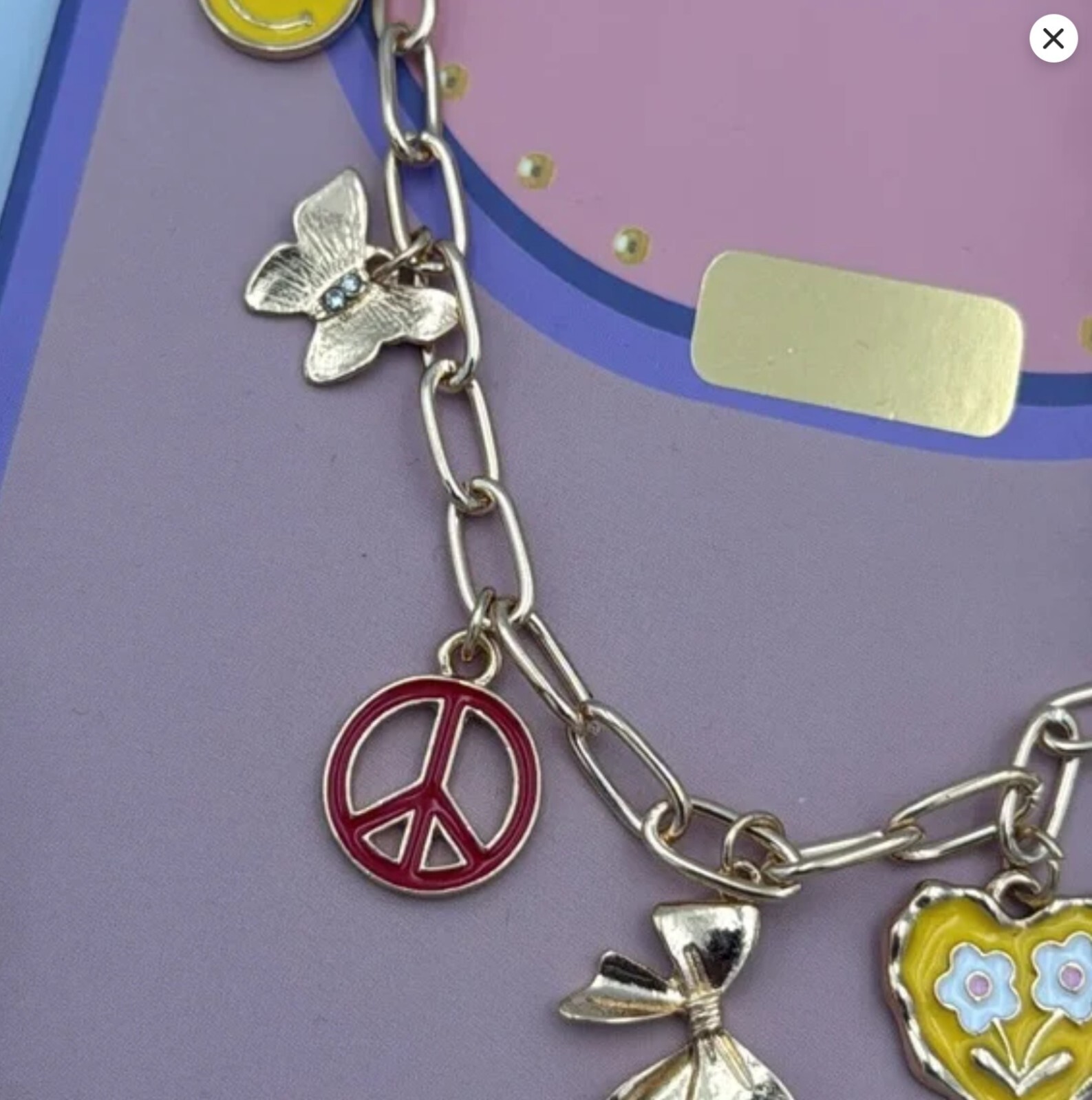 XOXO Extension Chain Charms Cherry Butterfly Smiley Bow NWT