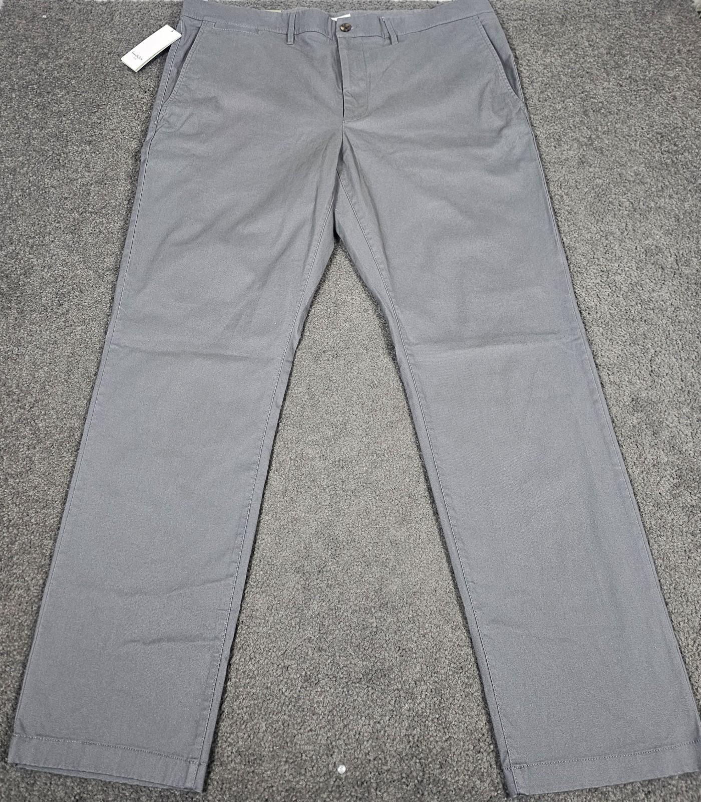 Men’s Chino Pants 42×34 Slim Fit Gray Goodfellow Stretch Flat Front Slash Pocket