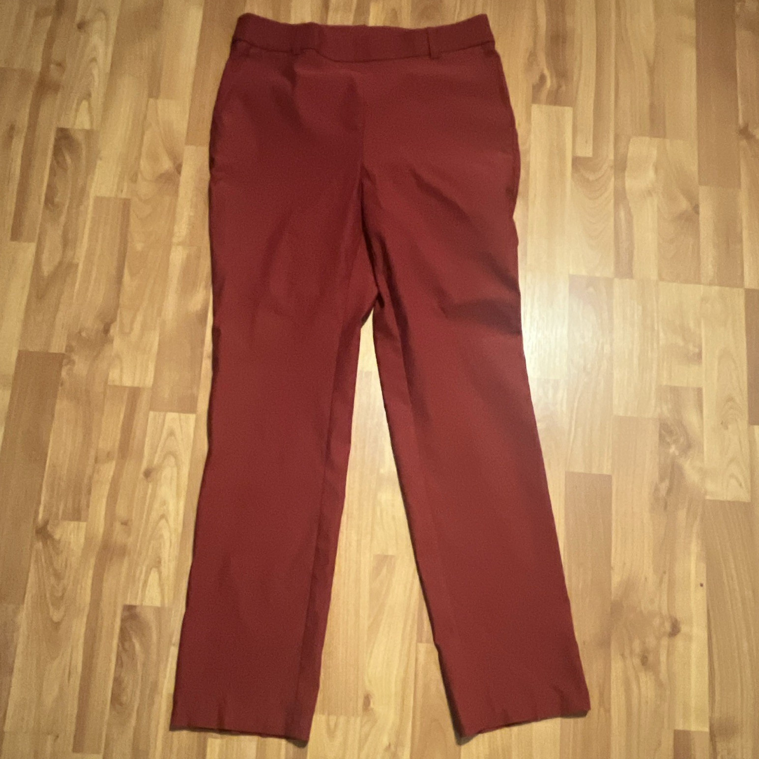 Rafaella Women’s Dress Pants Straight Leg Solid Red Flat Front Viscose Blend