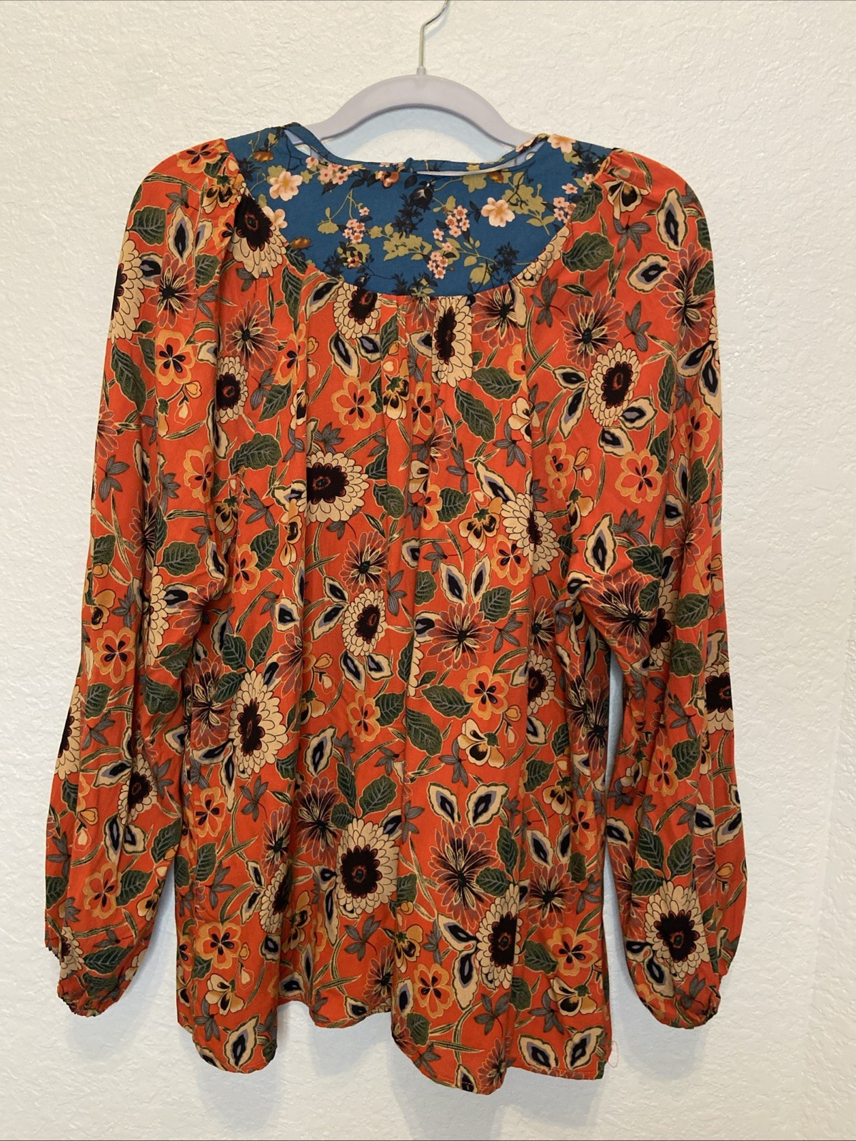 Natural Life Top Boho Blouse Floral cottagecore peasant L