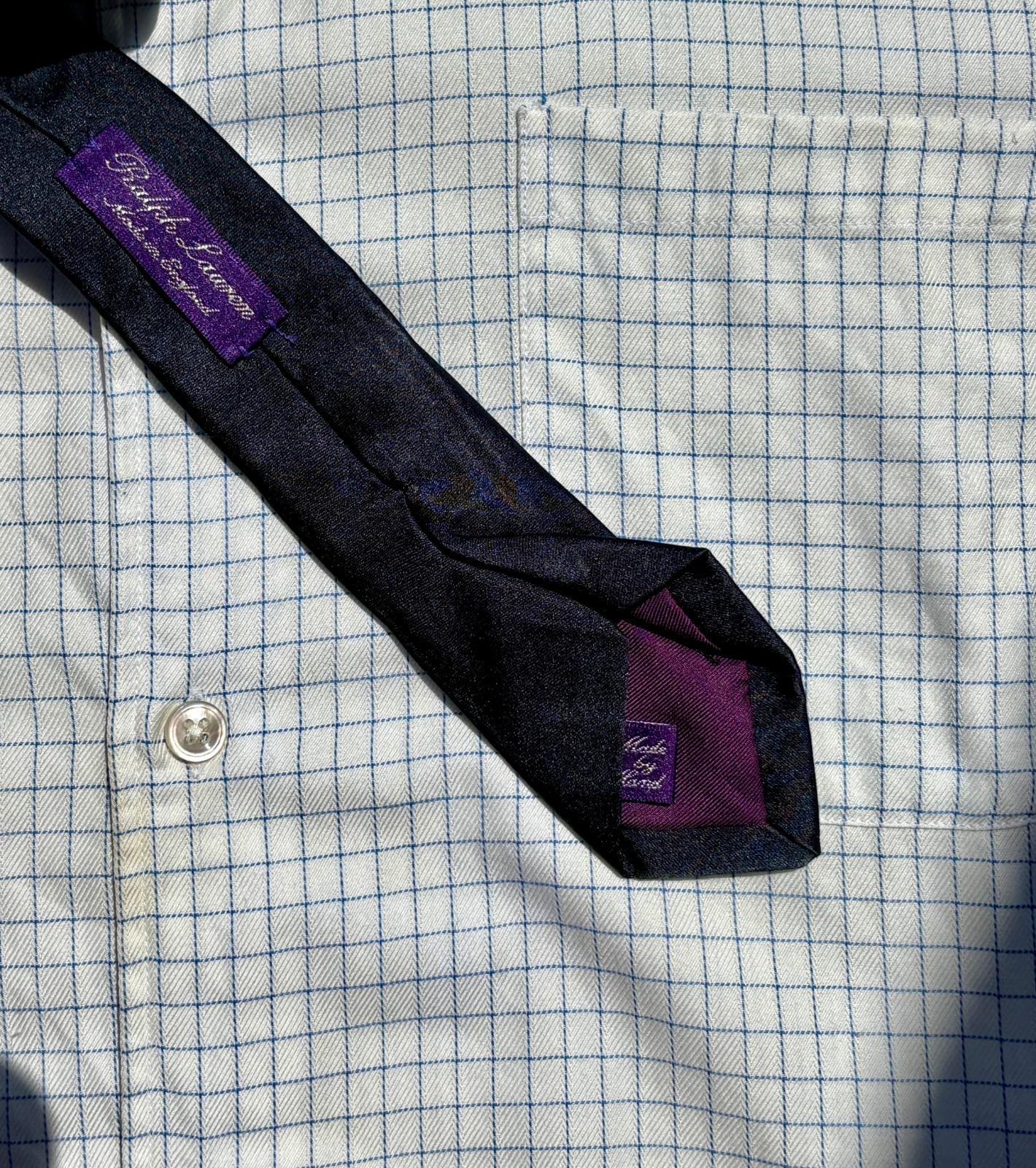 Ralph Lauren Purple Label Solid Midnight Blue Silk Necktie – England – $235.00