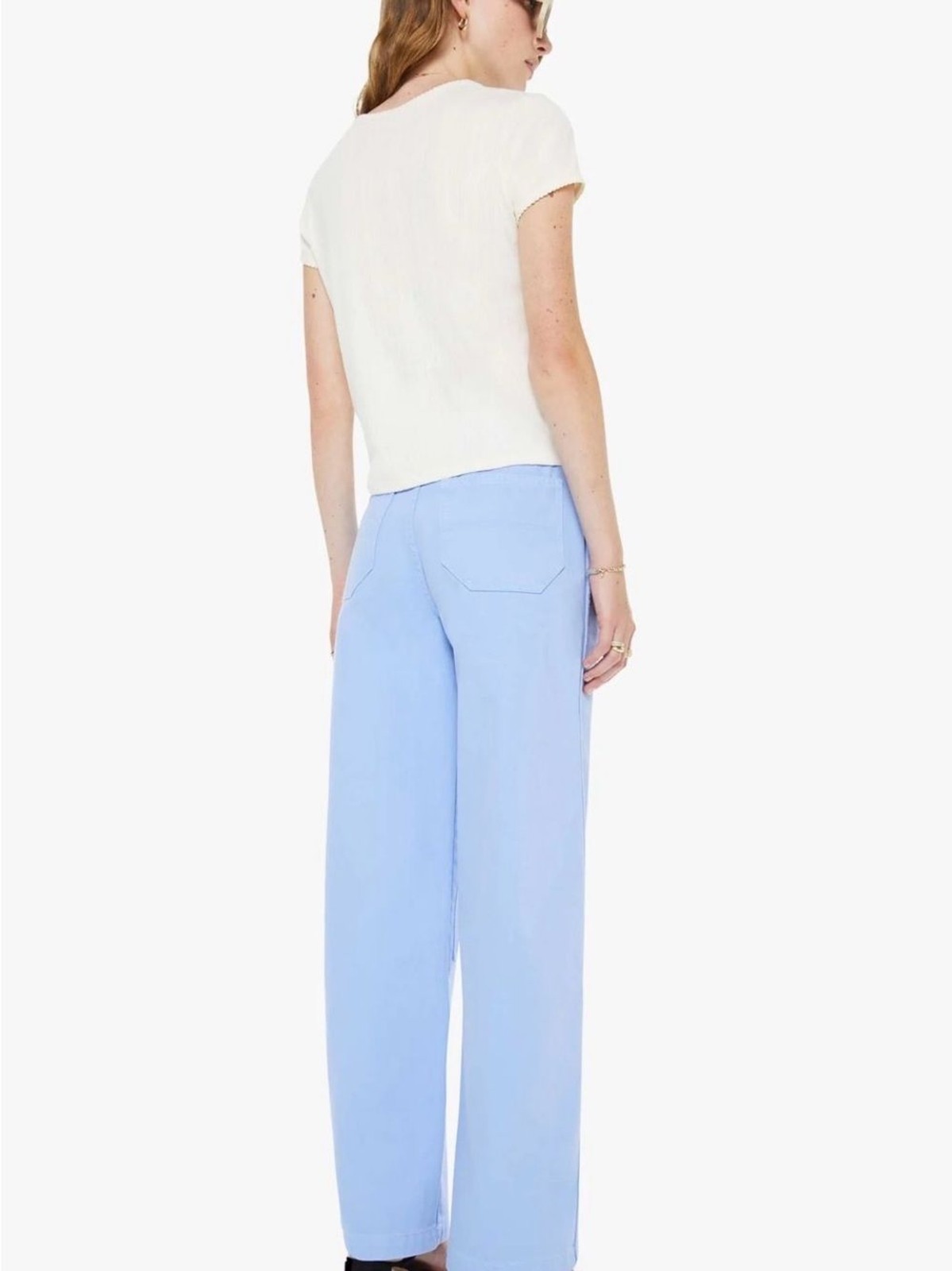 NWT MOTHER Superior The Bee’s Knees Stud Finer Sneak Vista Blue Pants 25