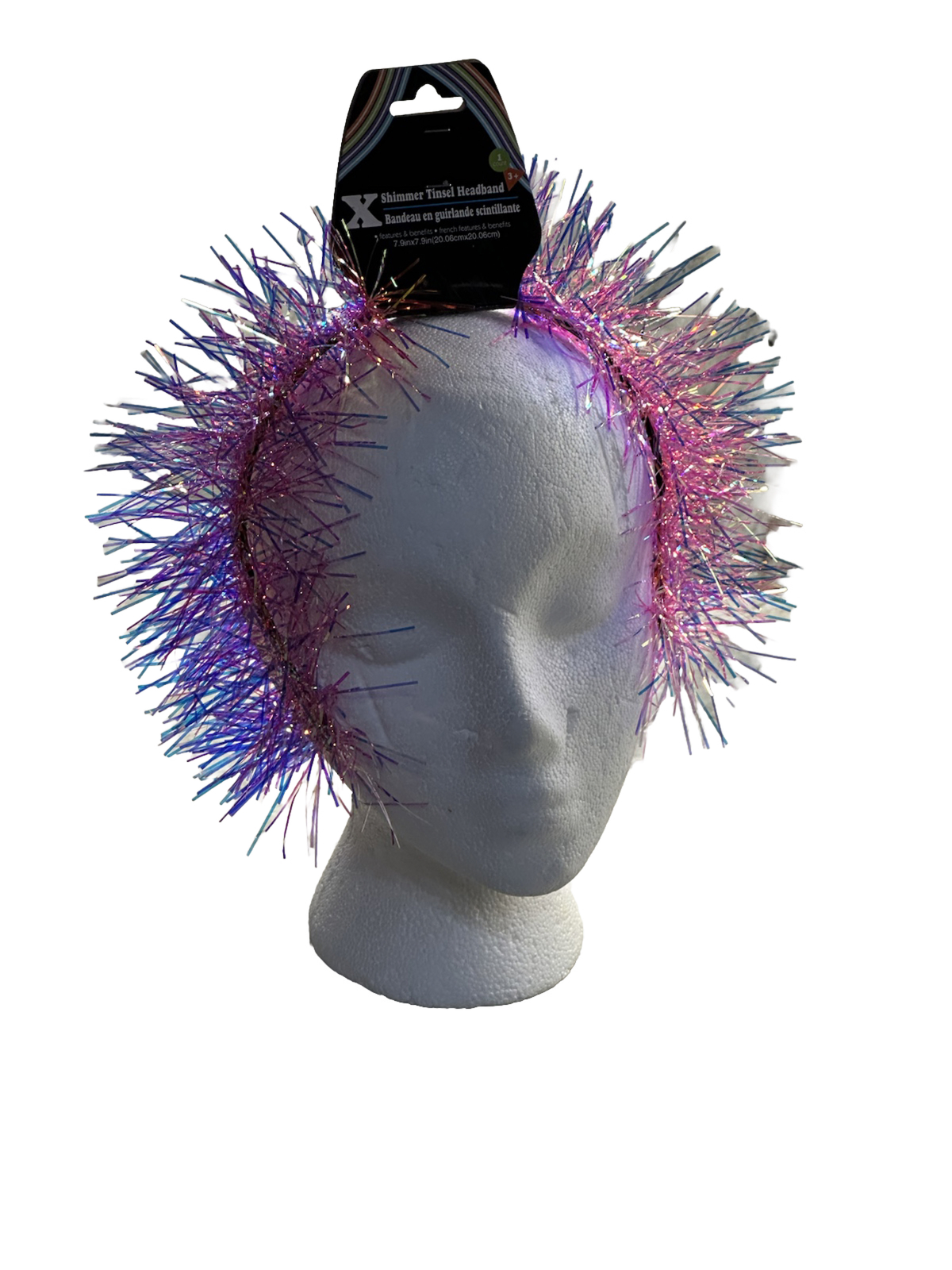 X Shimmer Tinsel Headband 1 Ct 3+ 7.5 X 7.9 Inches- pink