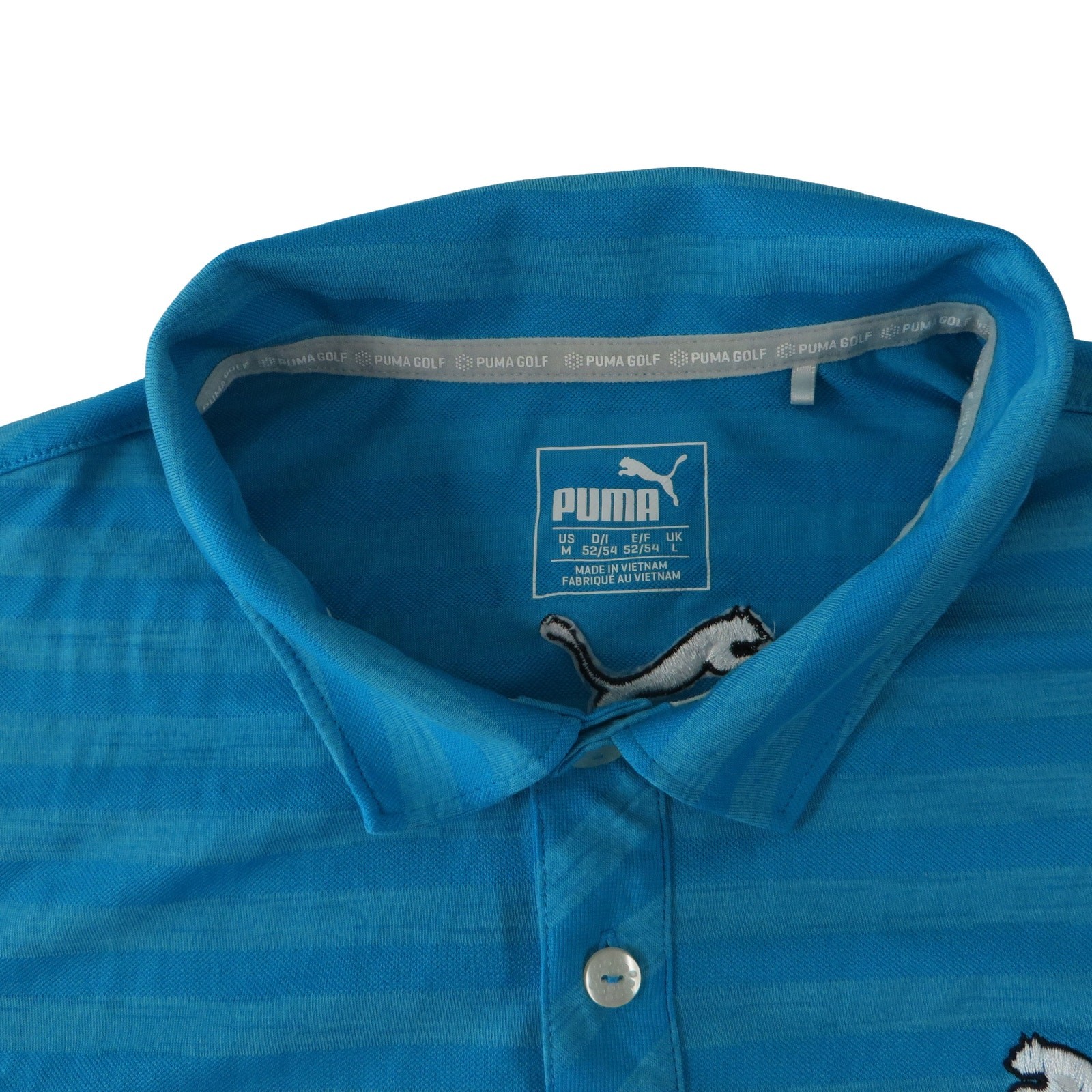 PUMA Cobra Tour Performance Stretch Striped Blue Golf Polo Shirt Men’s Medium