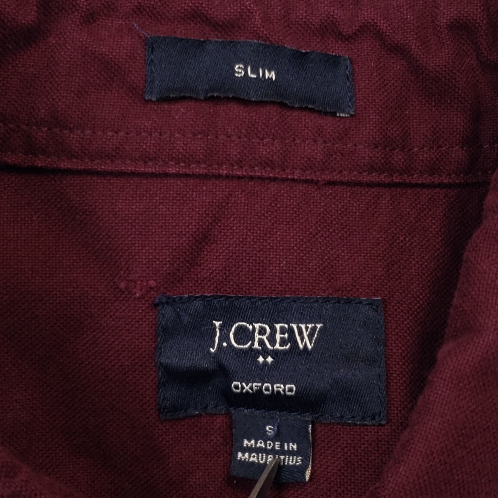J Crew Oxford Button Down Shirt Men Size Small Slim Burgundy Cotton Long Sleeve
