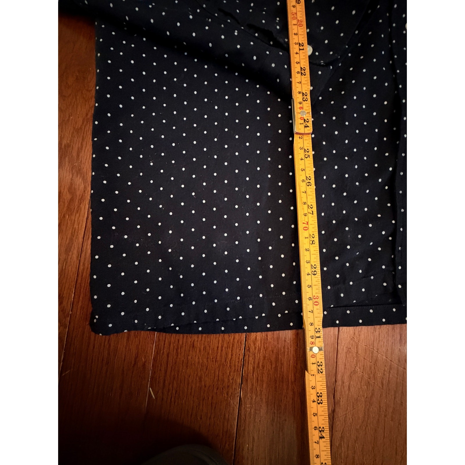 J. Crew Perfect NWT Dark Blue Shirt White Polka Dots Size XXL Wool Blend