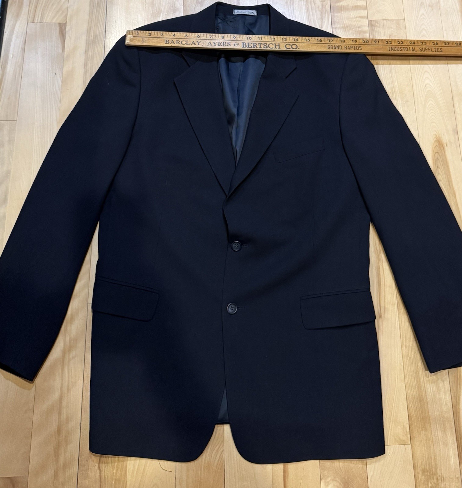 Deansgate Men’s 48R Black Wool Sport Coat Blazer 2 Button Classic Tailored