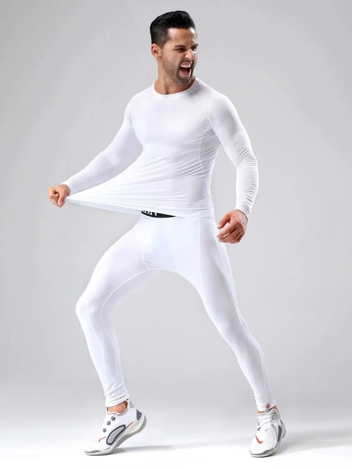 2Pcs Men Compression Sportswear Suit Elastic Training Yoga Sets Fitness Clothing