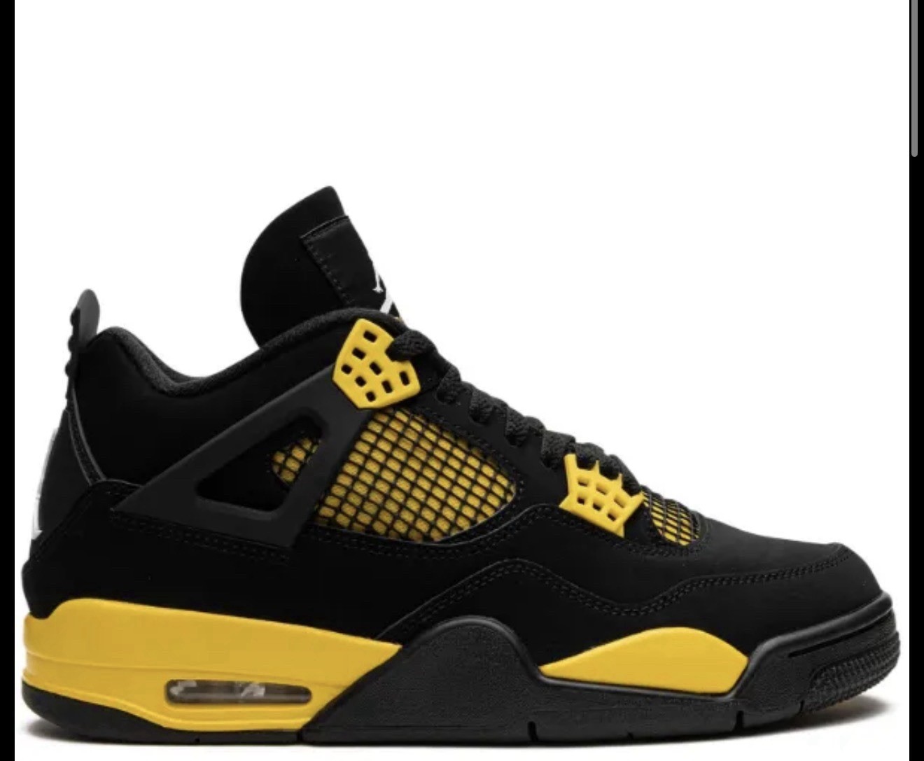 Nike Air Jordan 4 Retro Thunder 2023 Size 12, Black/Tour Yellow, DH6927-017