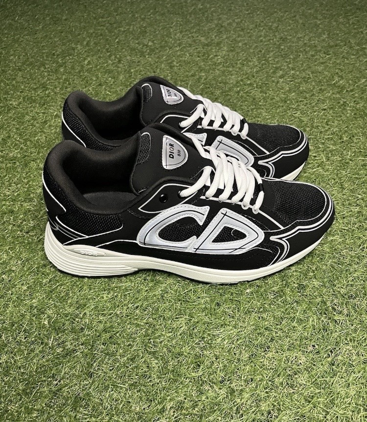 Dior B30 Men’s Low-Top Lace-Up Sneaker Black/White New w/ Box