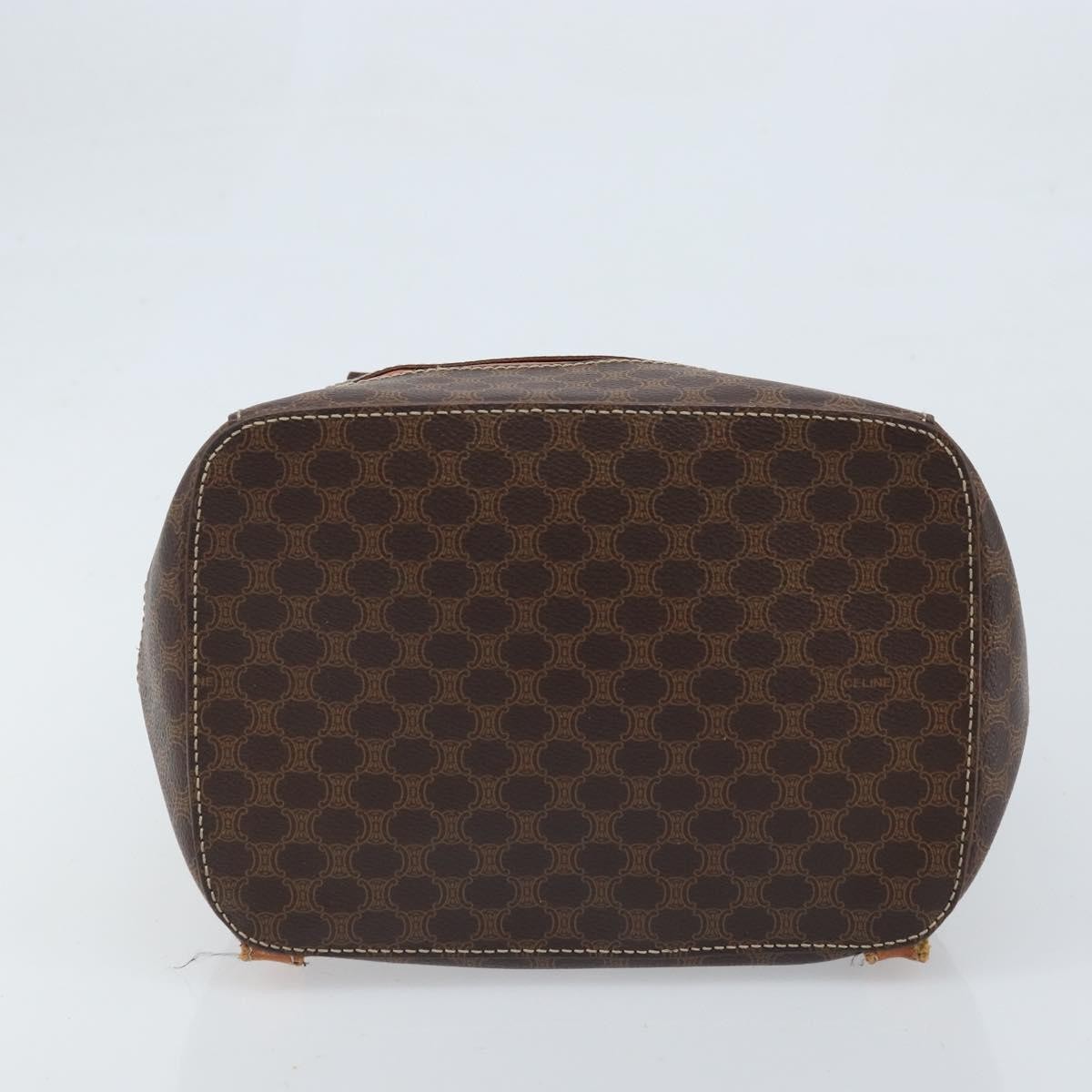 CELINE Macadam Canvas Backpack PVC Leather Brown Gold Auth bs33733