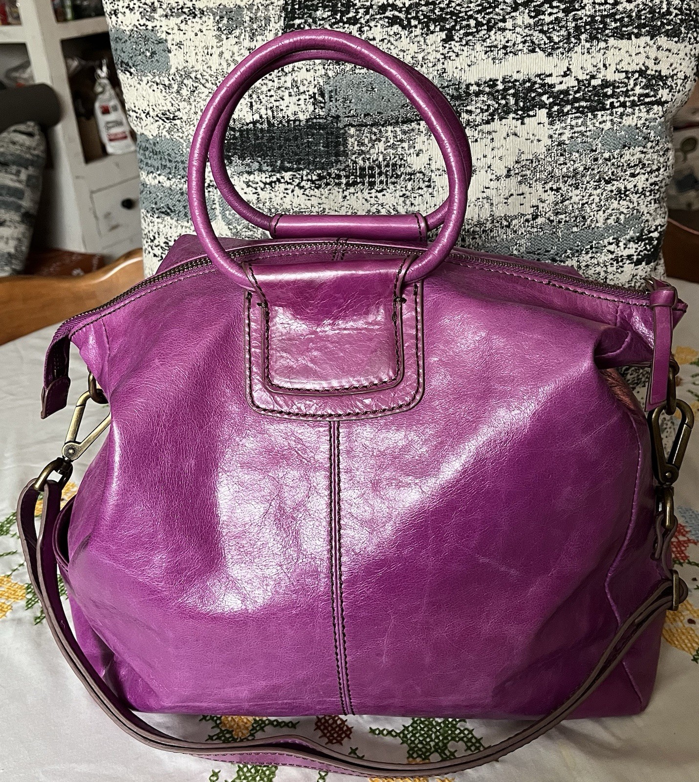 Hobo The Original Satchel Rare Fuchsia Pink Leather Bag