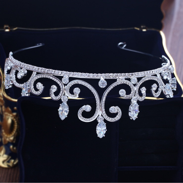 4cm Tall Elegant CZ Crystal Wedding Bridal Queen Princess Prom Crown Tiara