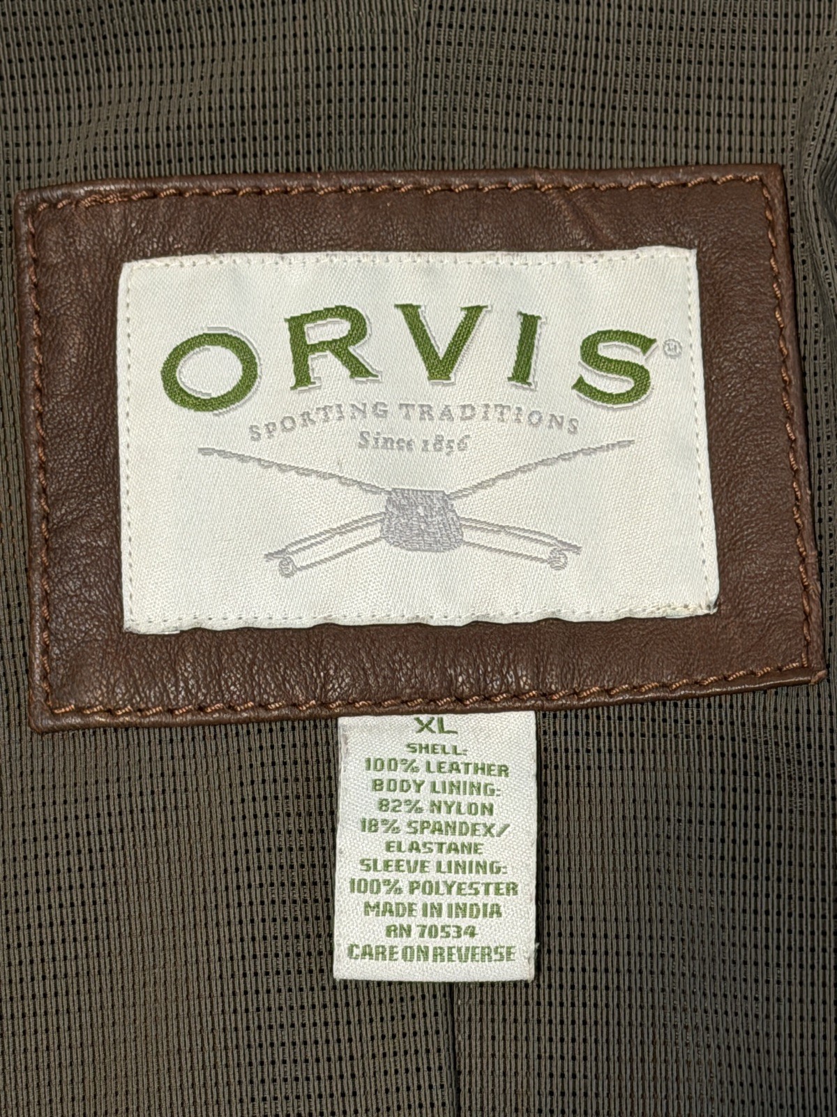 Orvis Brown Leather Jacket Men’s Sz XL