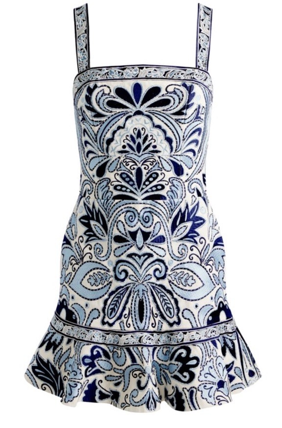 Alice + Olivia Kaiser Embroidered Canvas Mini Dress NWT $695.00 Sz 14