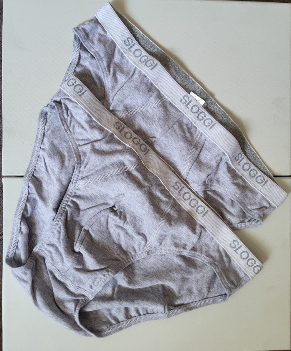 SLOGGI Mens Basic 2 Pack Mini Brief – Grey – M – W34″