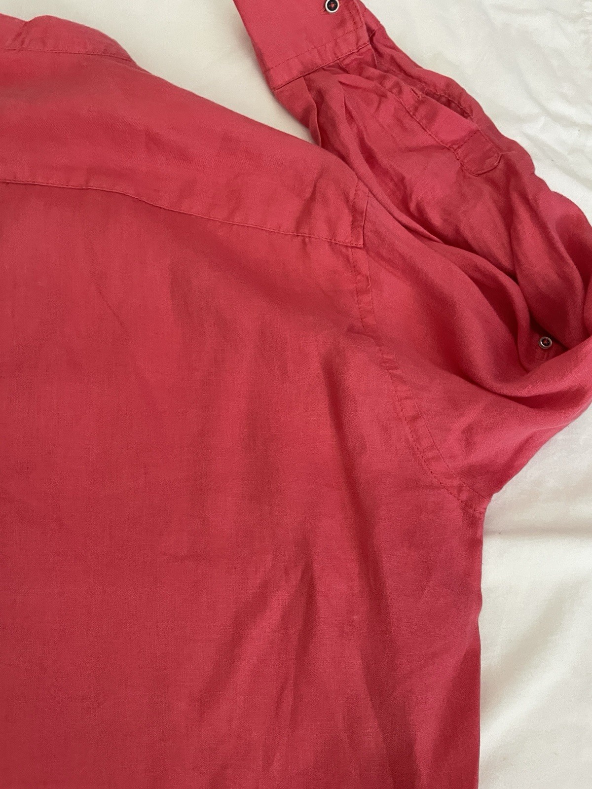 Massimo Castello 100% Linen Fushia Color Long Sleeved Men’s Shirt Size Large