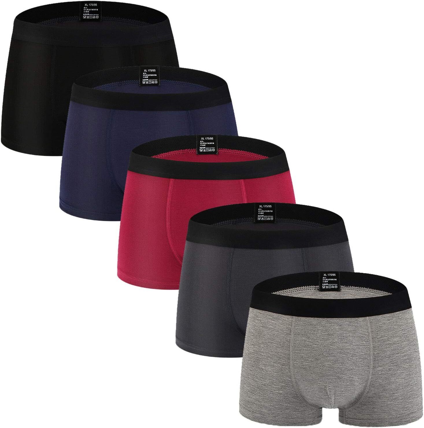 Men’s Underwear Soft Bamboo Viscose Boxer Briefs Stretch Trunks Pack