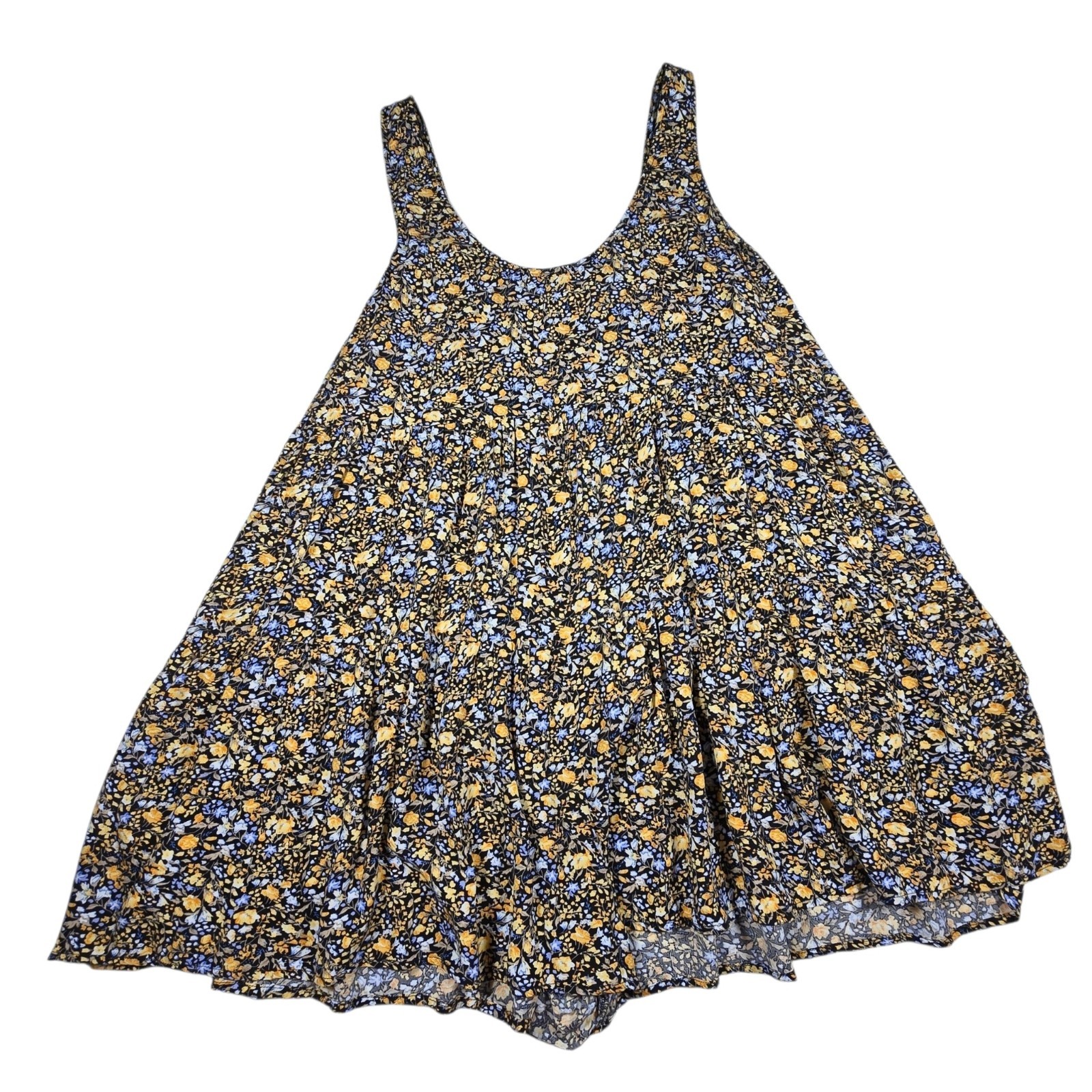 Natural Life Rosie Sleeveless Romper Medium Black Yellow Ditsy Floral Boho