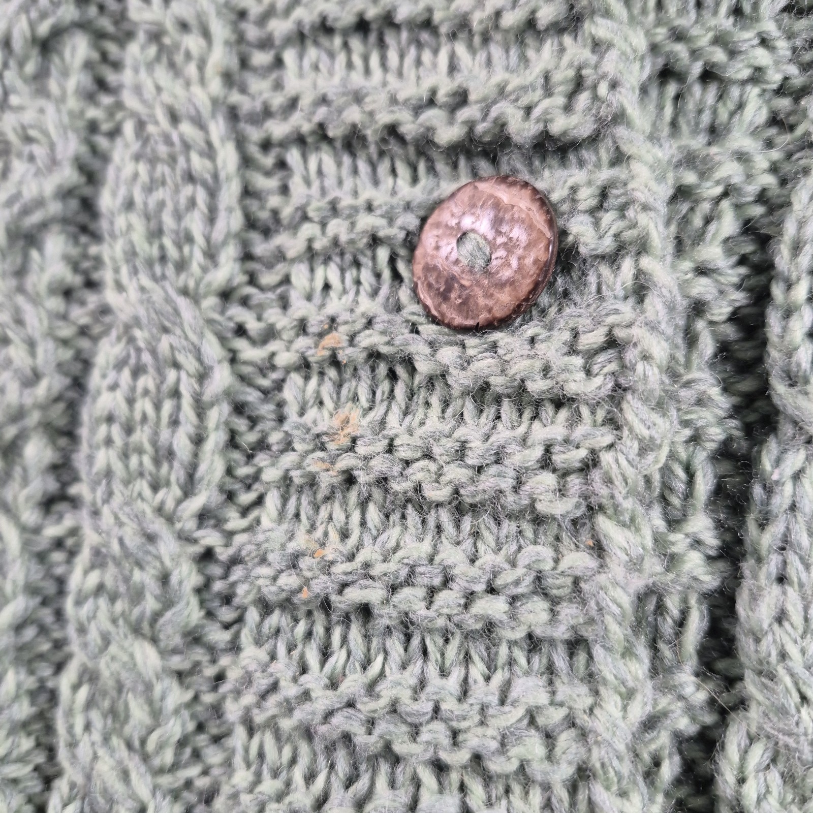 Aran Crafts Irish Merino Wool Cable Knit Cardigan Sweater Green Women’s XL