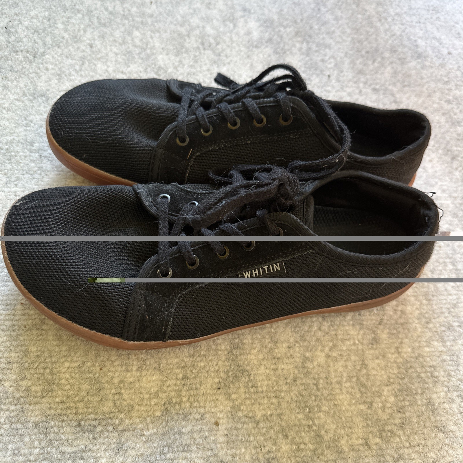 WHITIN Men’s US 9 EU 42 Zero Drop Barefoot Shoes Black Minimalist New no box