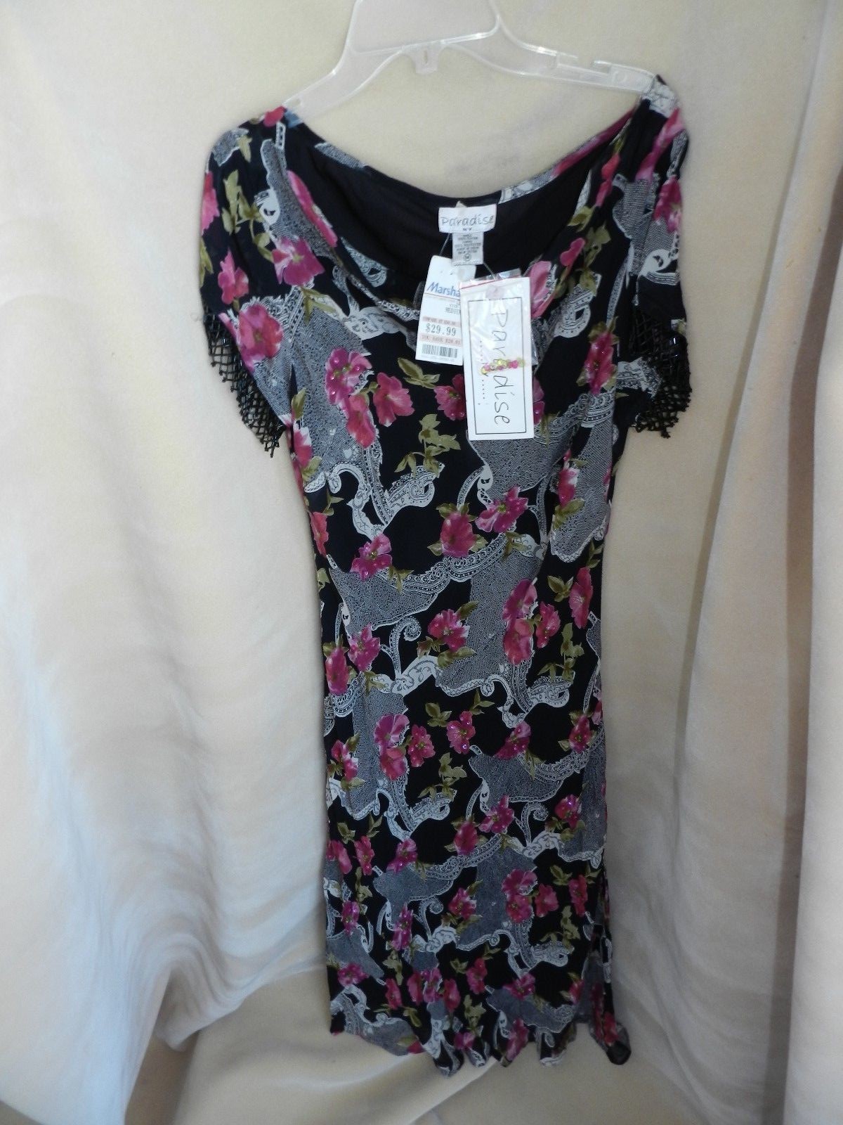 WOMAN’S SIZE M Floral DRESS ANY OCCASION PARADISE NY Black pink