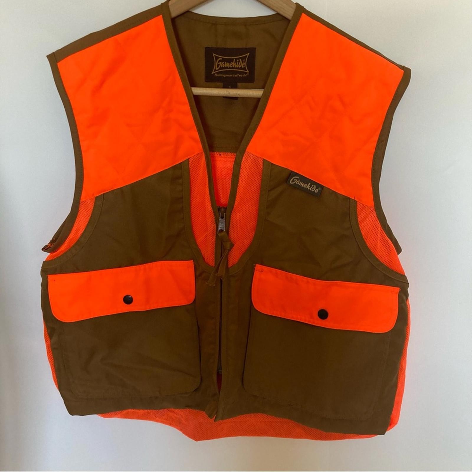 Gamehide Orange & Brown Hunting Vest style #39M Men’s Medium 15 Zipper & Pockets
