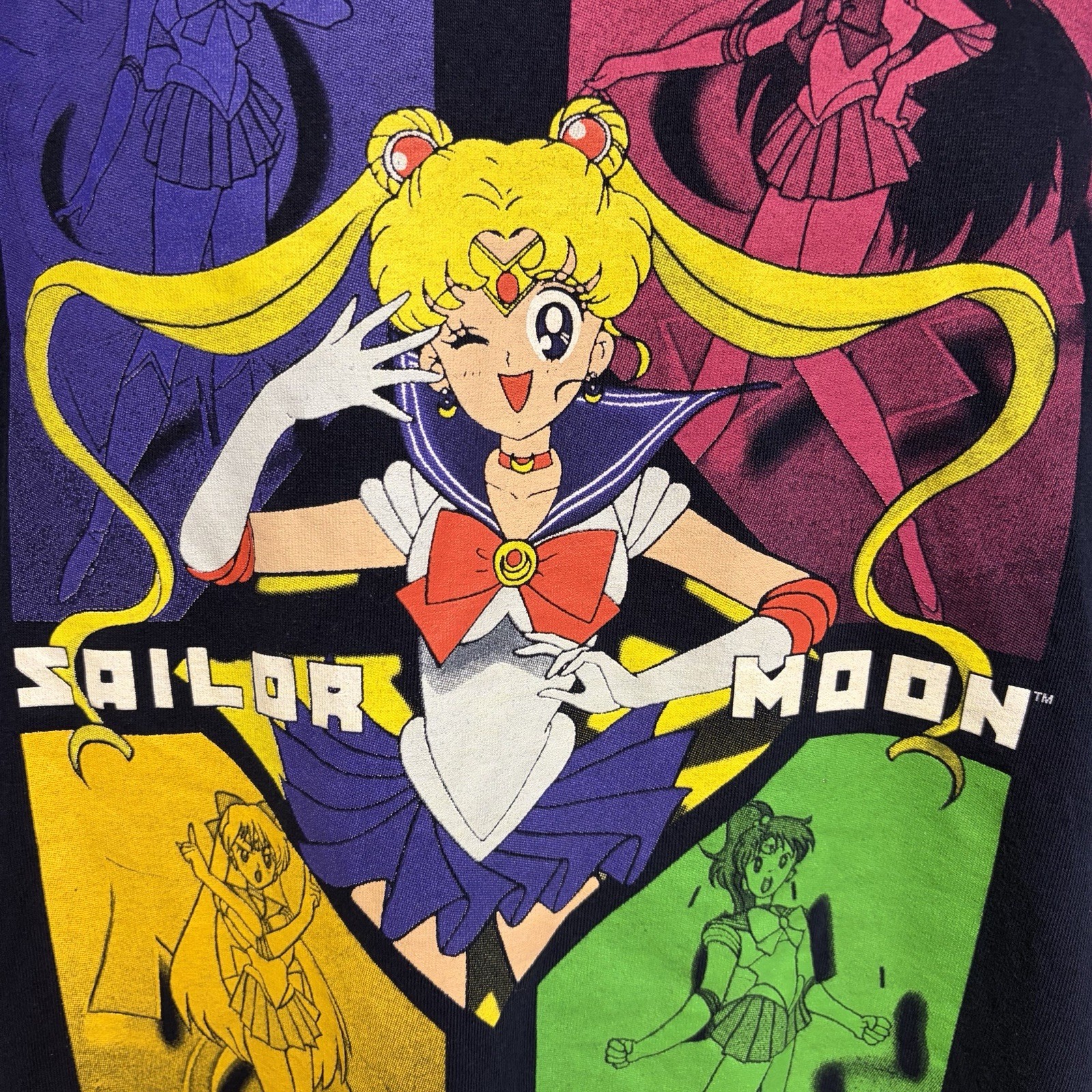 Vintage Sailor Moon & Scouts Graphic T-Shirt Size Large 1998 Manga Anime Toei