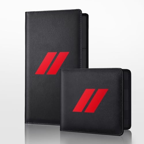 Small Leather Car Registration and Insurance – 13cm x 14cm – Black Box – Red Ram