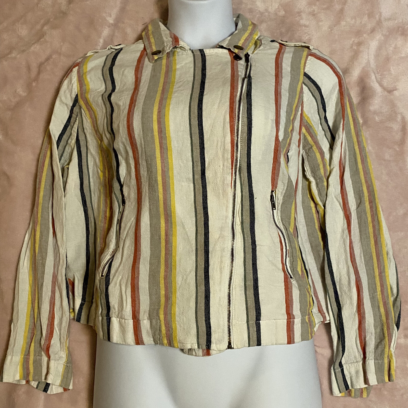 Est. 1946 Women’s Zip Up Collared Vertical Striped Long Sleeve Shirt Size 18/20W