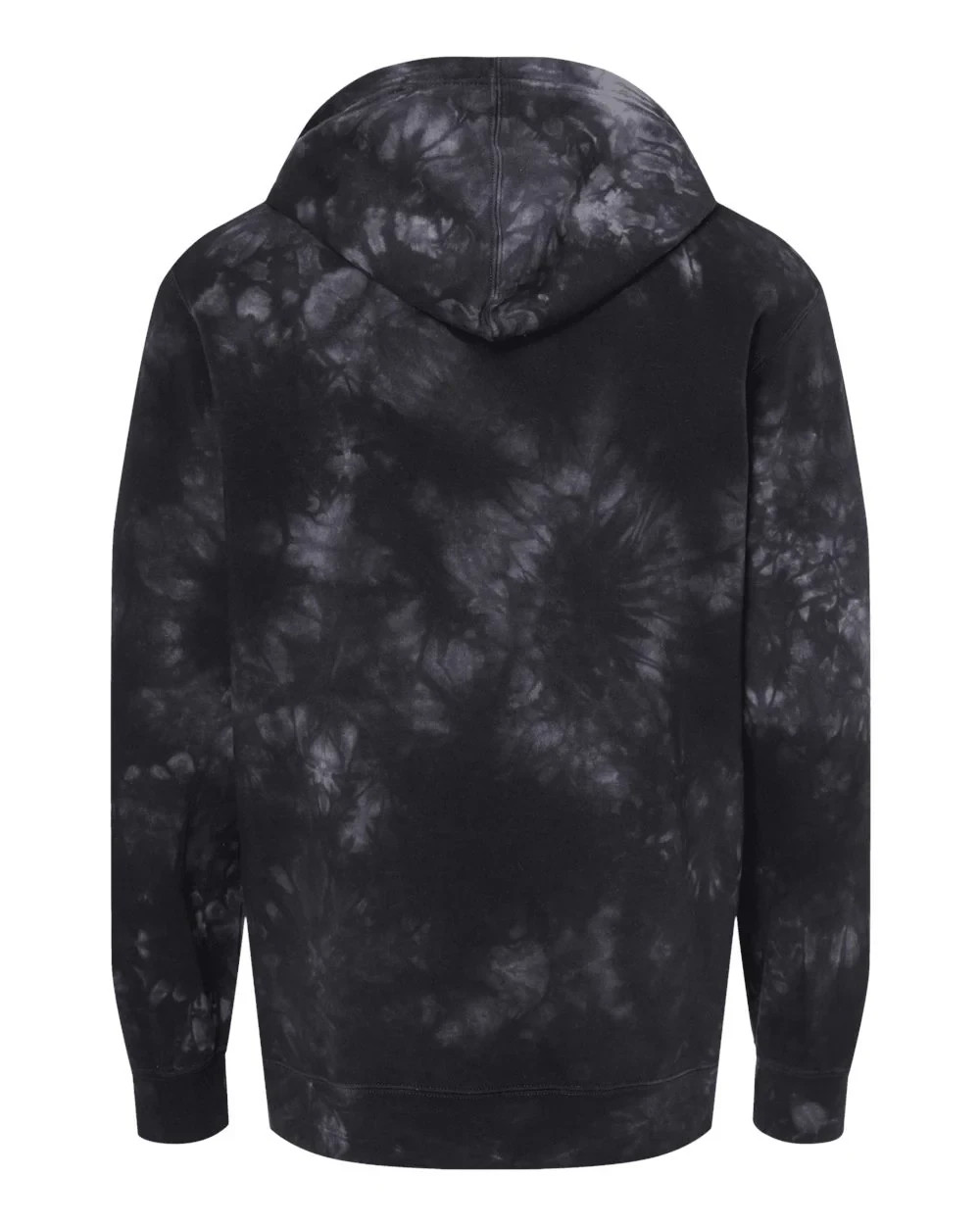 *NEW* Black Tie Dye Fleece Pullover Hoodie, Independent Trading Co. – LARGE