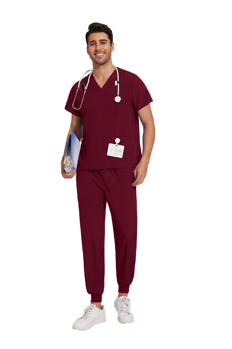 Stretch Medical Uniforms Scrub Set Men V-Neck Jogger Hospital Clinic Workware
