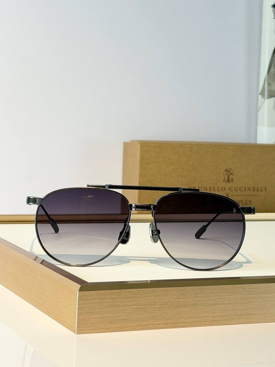 Brunello Cucinelli Oliver Peoples BC2010ST Aviator Sunglasses Gray Gradient