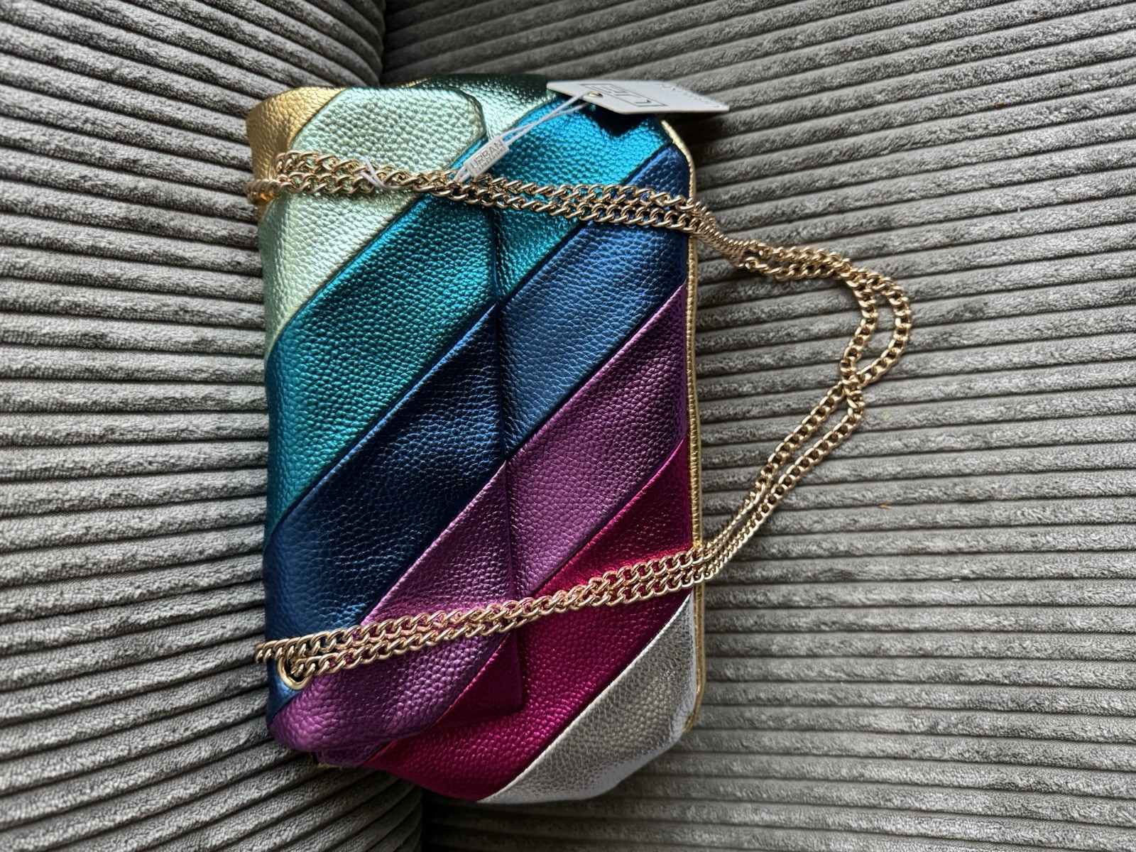 New Metallic Multi Color Gold Chain Bag Blue Silver Green Pink