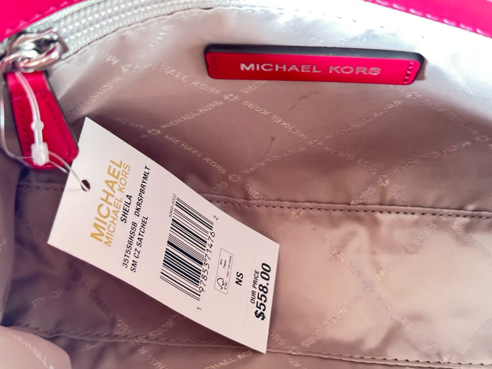 MICHAEL KORS SHEILA SMALL CENTER ZIP SATCHEL SHOULDER BAG MK DARK RASPBERRY